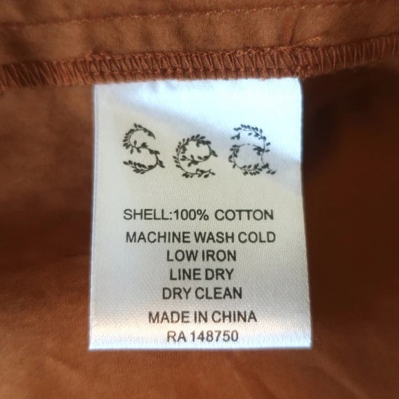 SEA Midi Dress Phoebe Brown Smocked Cotton Size Medium - Picture 7 of 7